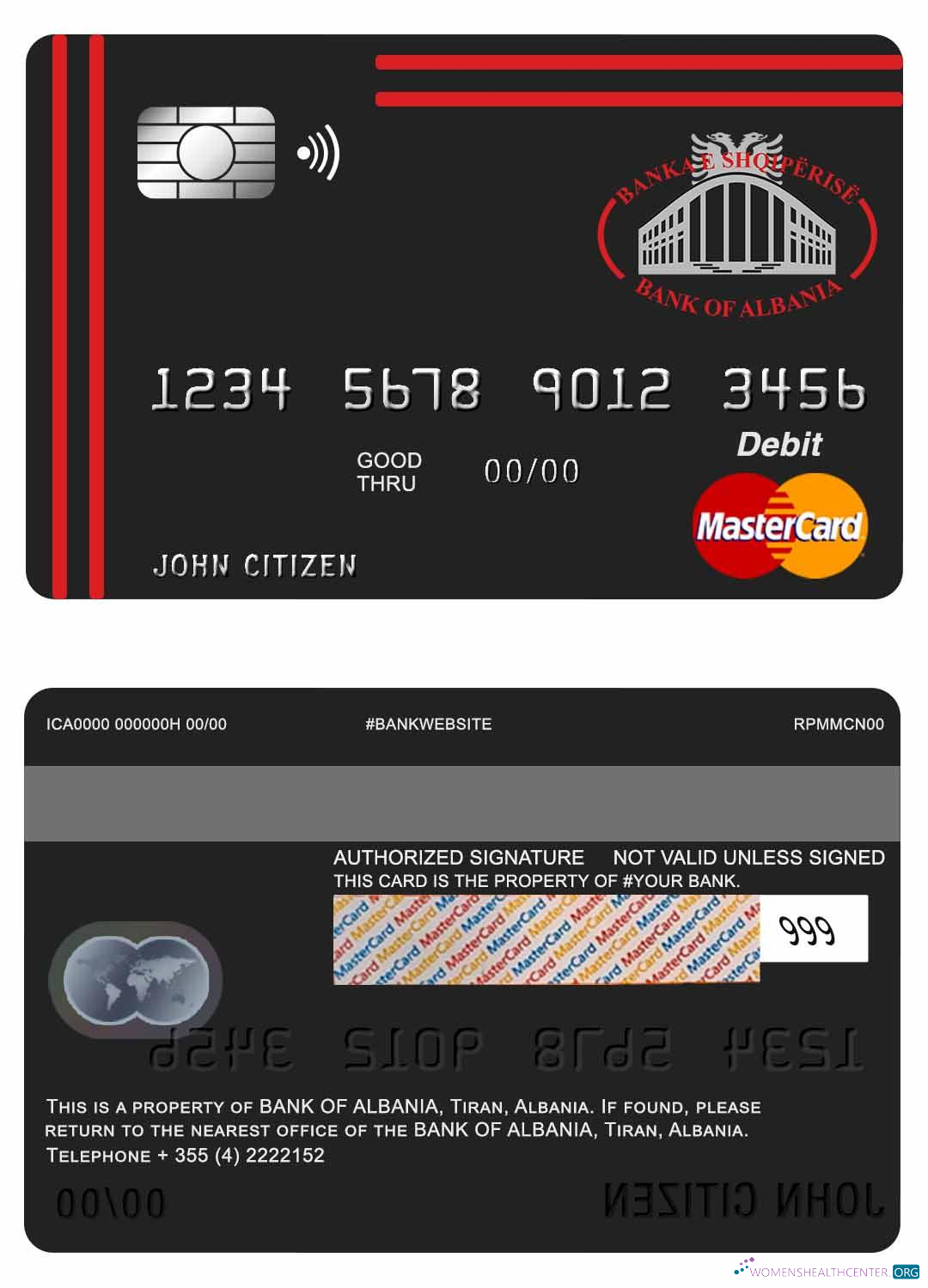 Download Albania Bank of Albania mastercard debit card Photoshop template